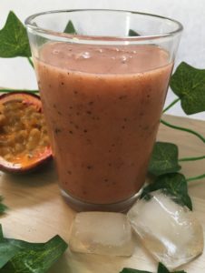 tropical berry smoothie with superfoods red super berry powder blend